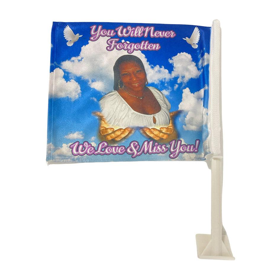 12" x 15" White Sublimatable Car Flag with Pole - 4everKeepsakes