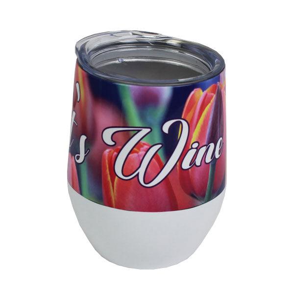 Stainless Steel Stemless Wine Tumbler - 12oz - White - 4everKeepsakes
