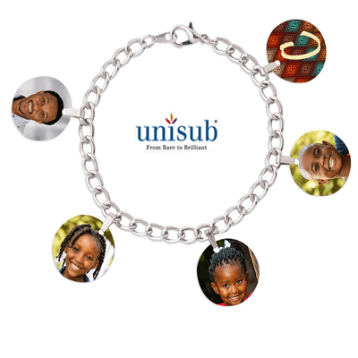 Silver Plated Charm Bracelet w/5 Bales and 5 Circle Charms - 4everKeepsakes 