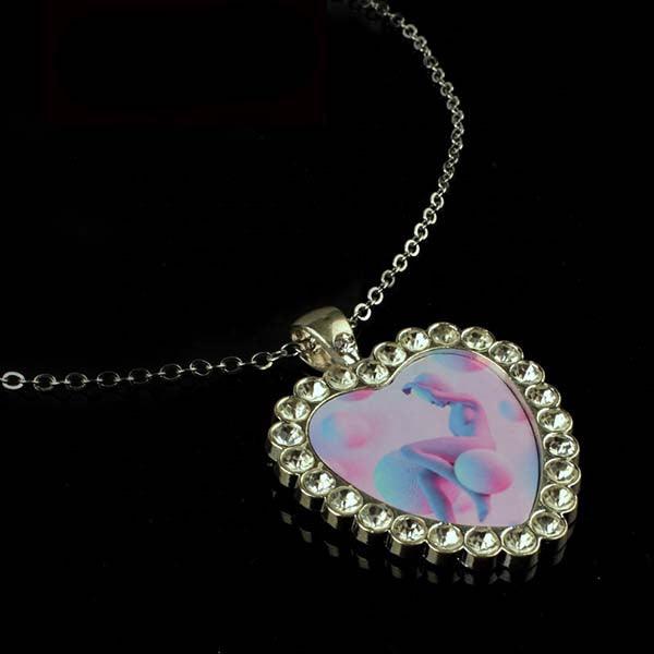 Silver Heart Shape Sublimation Pendant With Rhinestones - 4everKeepsakes 