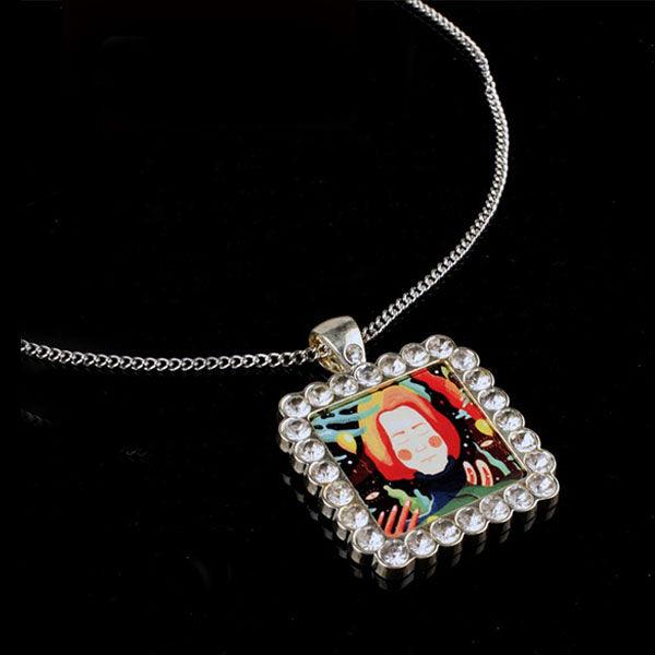 Silver Square Shape Sublimation Pendant With Rhinestones - 4everKeepsakes 